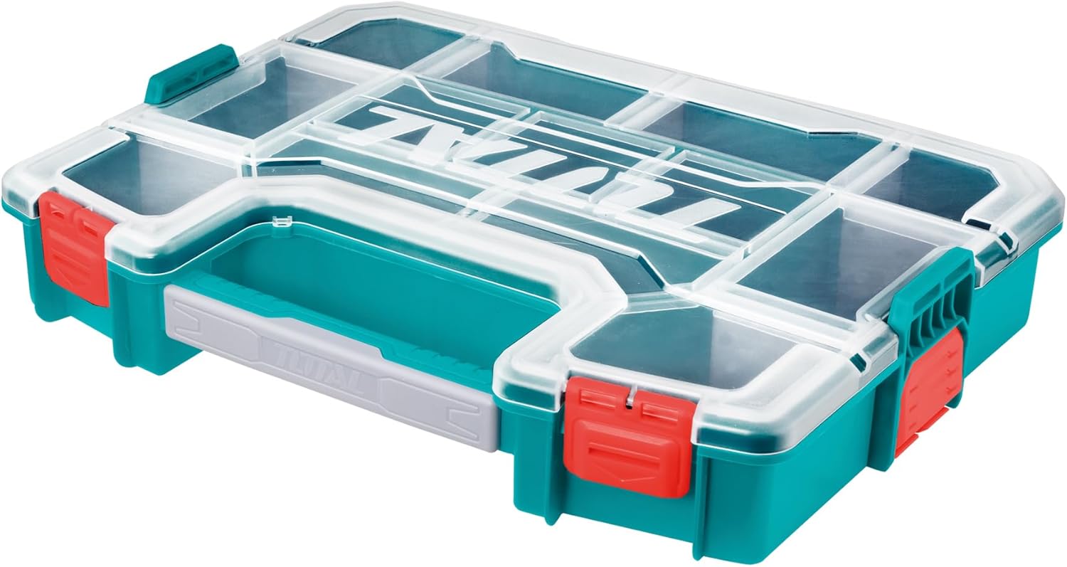 TOTAL TPBX1151 Plastic Organizer 15" Stackable Storage Box with Removable Dividers