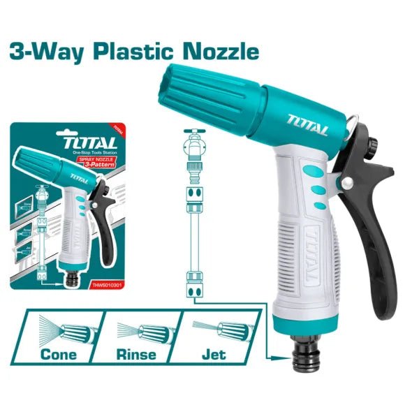 TOTAL THWS010901 Plastic Trigger Nozzle 9 Spray Patterns Garden Hose Spray Gun for 3/4" Hoses