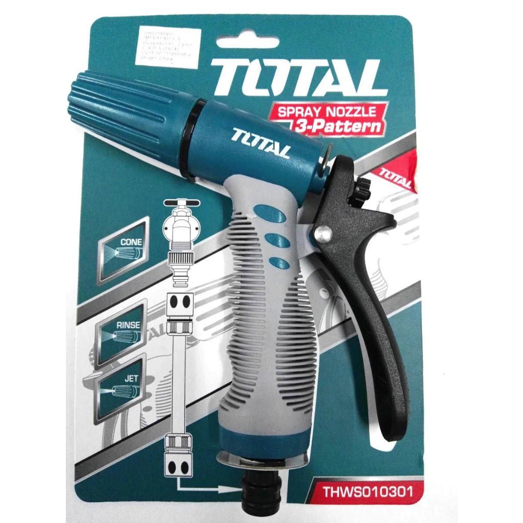 TOTAL THWS010901 Plastic Trigger Nozzle 9 Spray Patterns Garden Hose Spray Gun for 3/4" Hoses