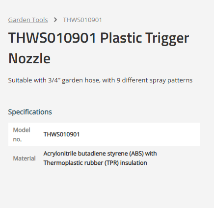TOTAL THWS010901 Plastic Trigger Nozzle 9 Spray Patterns Garden Hose Spray Gun 3/4"