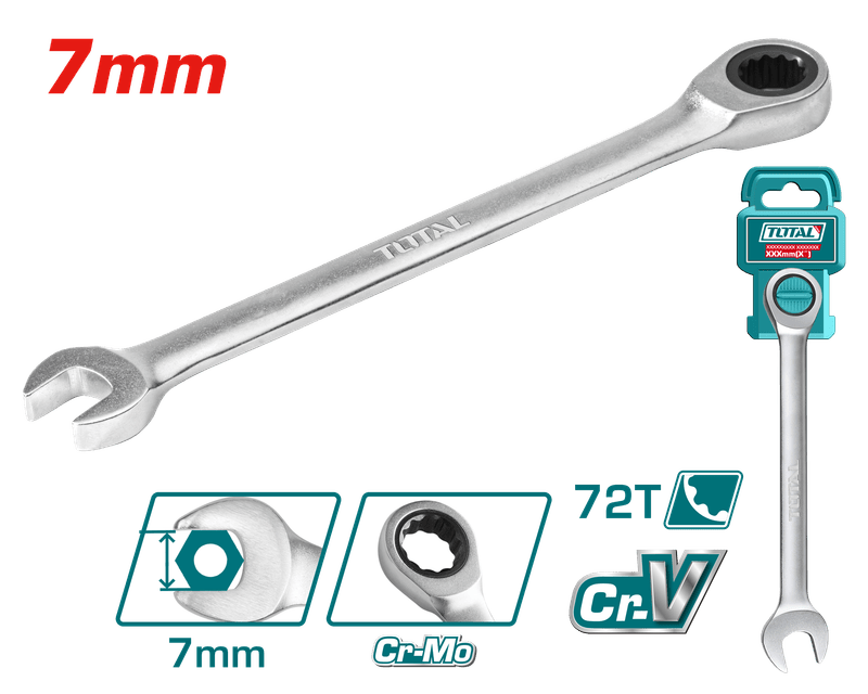 TOTAL Ratchet spanner 7mm -TCSPAR071