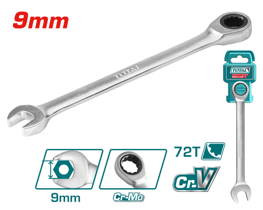 TOTAL Ratchet spanner 9mm -TCSPAR091