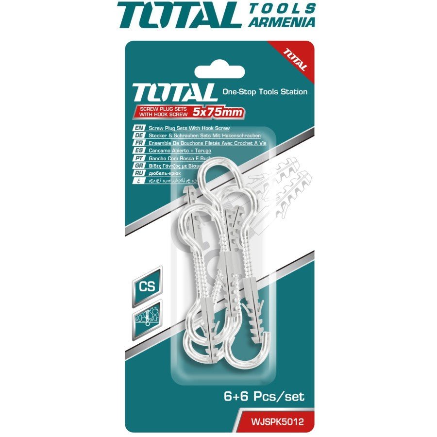 TOTAL Screw Plug Sets With Hook Screw 5 x 75mm -WJSPK5012