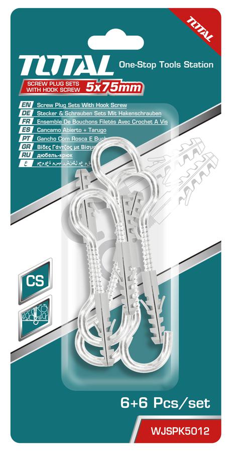 TOTAL Screw Plug Sets With Hook Screw 5 x 75mm -WJSPK5012