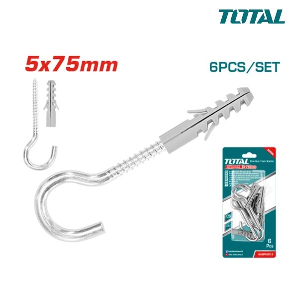 TOTAL Screw Plug Sets With Hook Screw 5 x 75mm -WJSPK5012