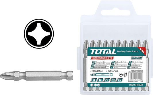 TOTAL SCREWDRIVER BIT MAGNETIC PH2 50mm 10PCS -TAC16PH223