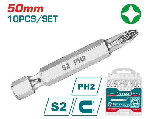 TOTAL SCREWDRIVER BIT MAGNETIC PH2 50mm 10PCS -TAC16PH223