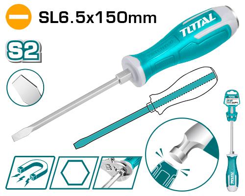 TOTAL Slotted Go Through Screwdriver SL6.5 x 150MM -THGS61506