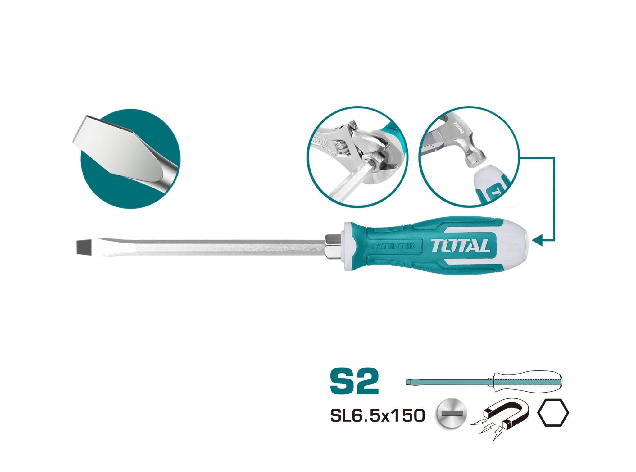 TOTAL Slotted Go Through Screwdriver SL6.5 x 150MM -THGS61506