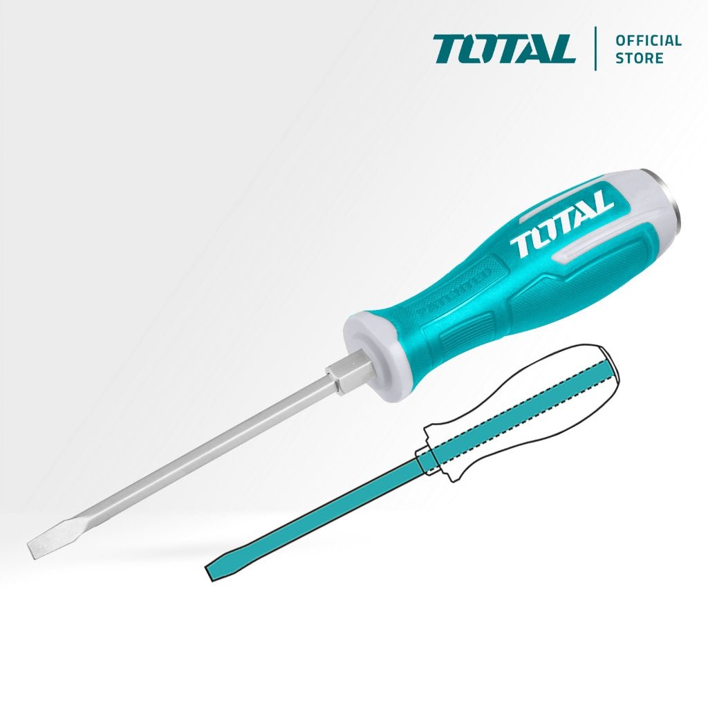 TOTAL Slotted Go Through Screwdriver SL8 x 200mm -THGS82006
