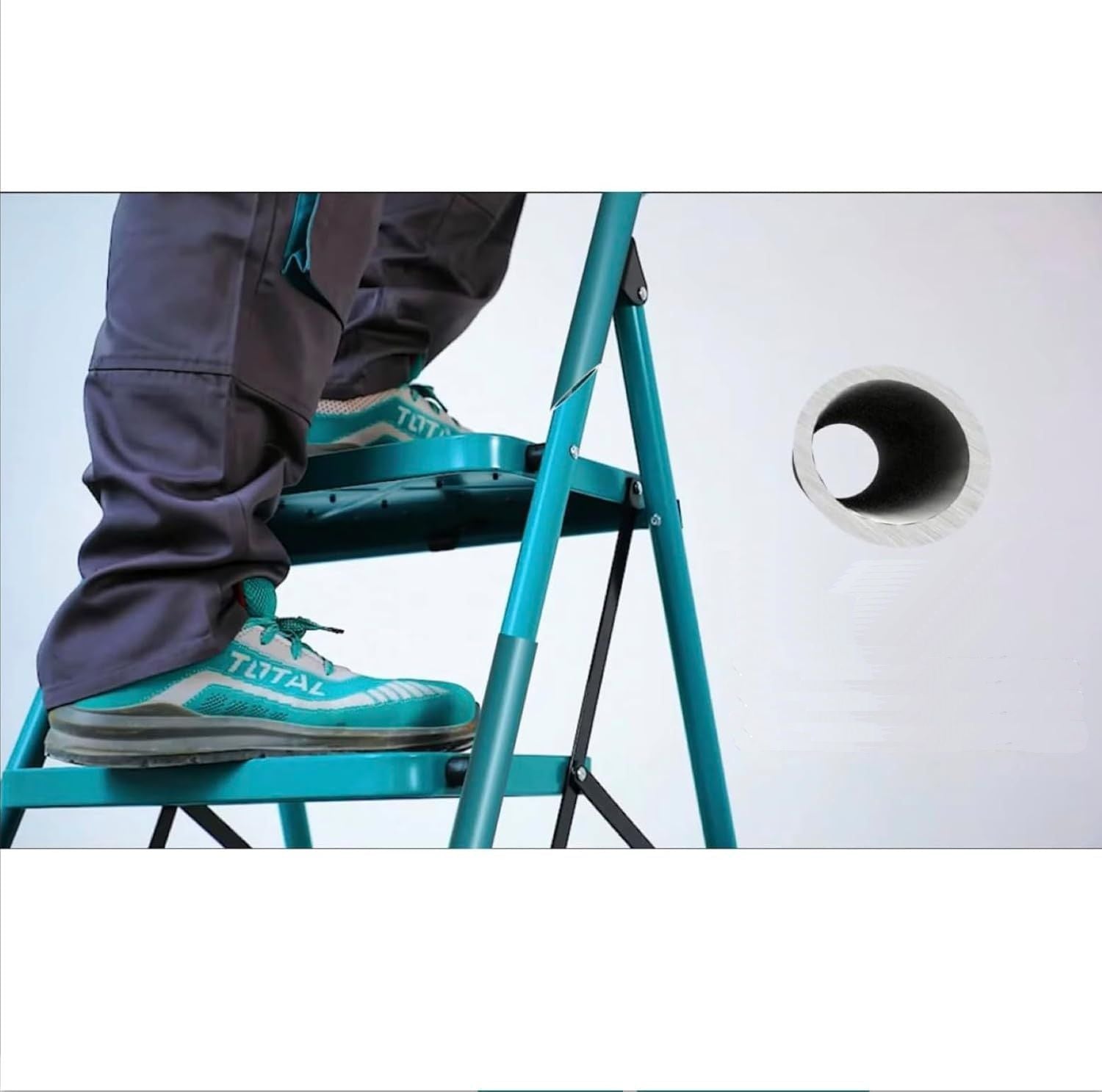 TOTAL THLAD09061 Steel Platform Ladder 6 Steps – Heavy Duty Foldable Step Ladder 150kg Capacity