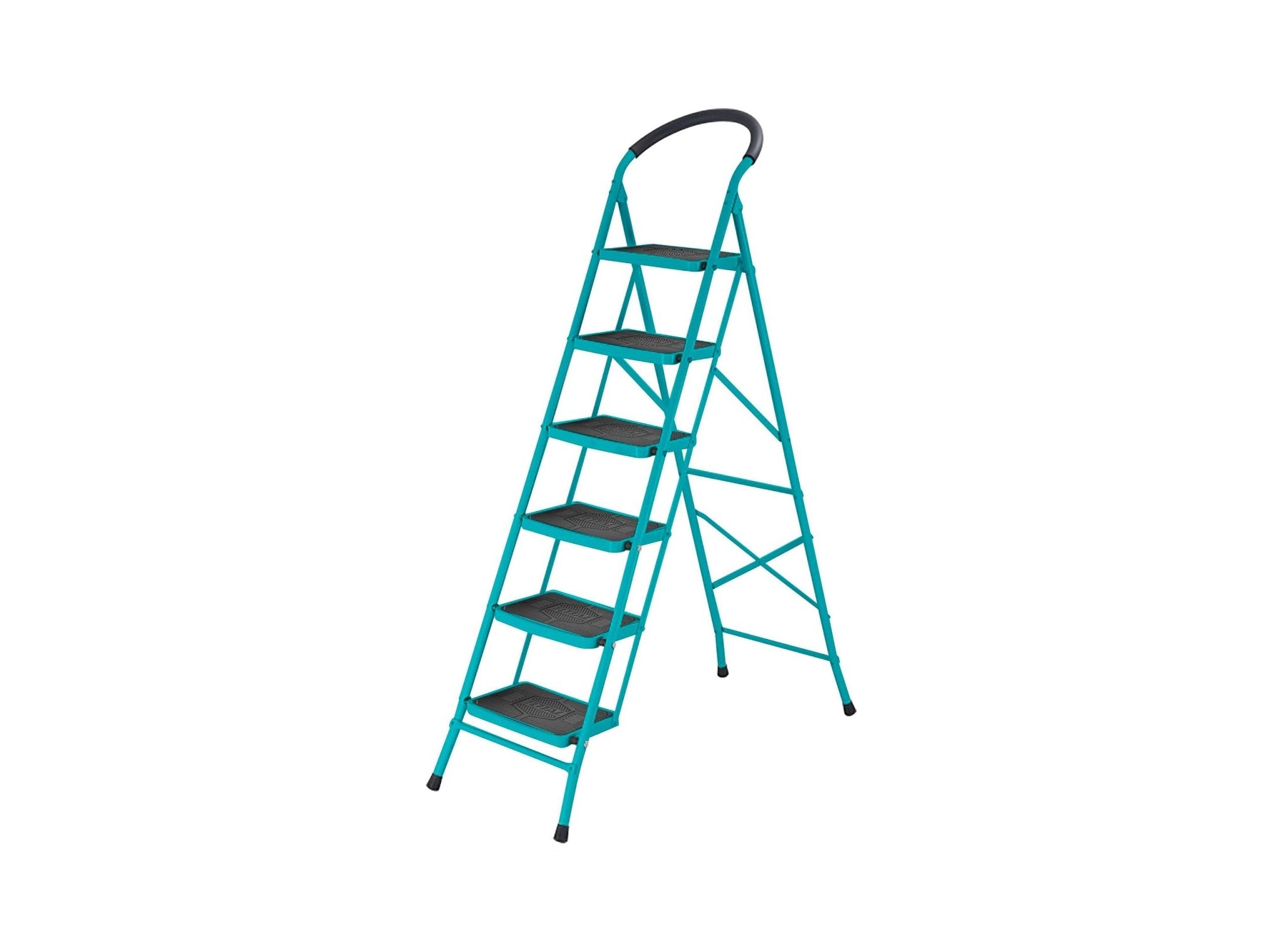 TOTAL THLAD09061 Steel Platform Ladder 6 Steps – Heavy Duty Foldable Step Ladder 150kg Capacity