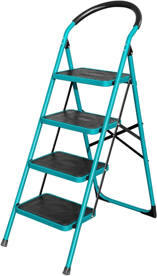 TOTAL Steel Step Ladder 4 Steps, Heavy-Duty, 150kg Load Capacity