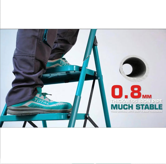 TOTAL Steel Step Ladder 4 Steps, Heavy-Duty, 150kg Load Capacity