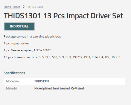 Total Tools 13 Pcs Impact Driver Set -THIDS1301