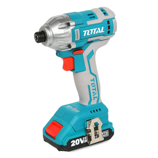TOTAL Industrial Brushless Cordless Impact Driver 20V, 170Nm Torque, 1/4″ Hex Shank, with 2 Batteries & Fast Charger