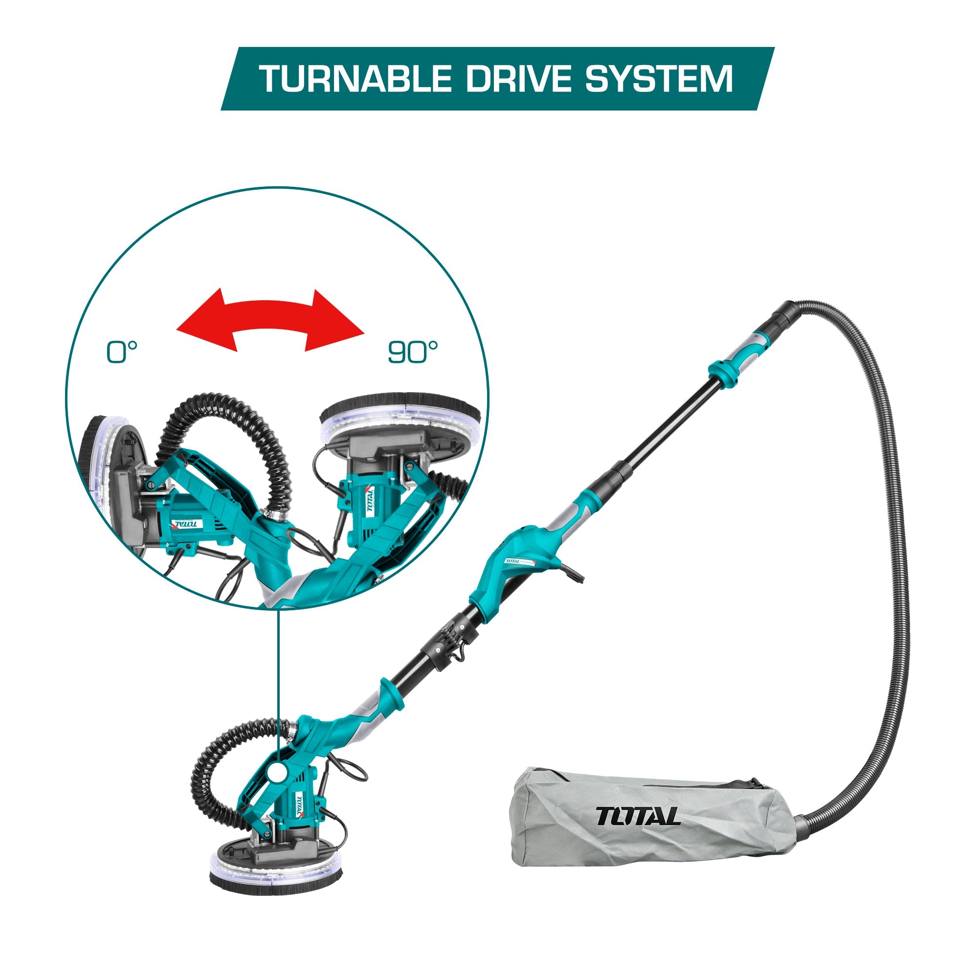 TOTAL TWS10501 Drywall Sander 1050W with LED Light – Variable Speed Wall & Ceiling Sander