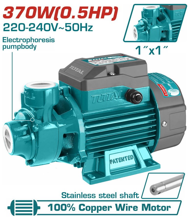 TOTAL TWP13706 Peripheral Water Pump 370W (0.5HP) – Compact High Pressure Water Transfer Pump