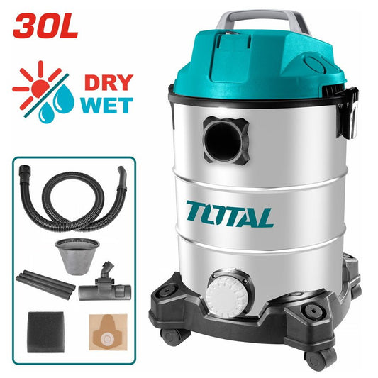 TOTAL Wet & Dry Vacuum Cleaner 1300W, 30L Capacity