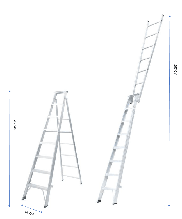 ZAMIL 10 Step Aluminum Heavy Duty Extendable Ladder DPL10 (3.05m- 5.64m)