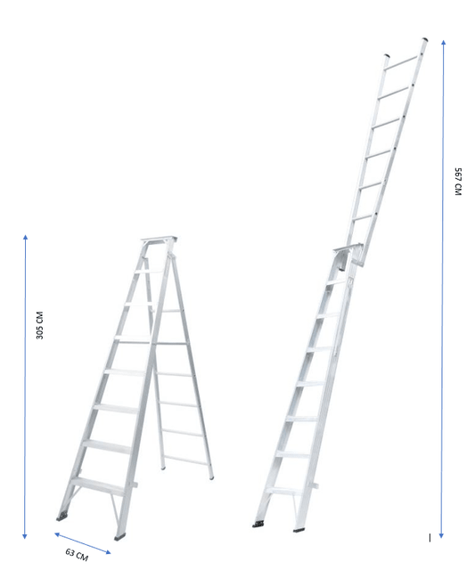 ZAMIL 10 Step Aluminum Heavy Duty Extendable Ladder DPL10 (3.05m- 5.64m)