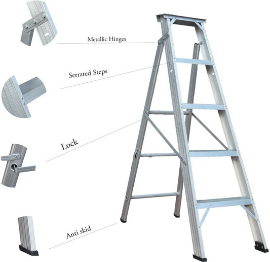 ZAMIL 5 Step Aluminum Heavy Duty Extendable Ladder DPL5 (1.52m-2.60m)