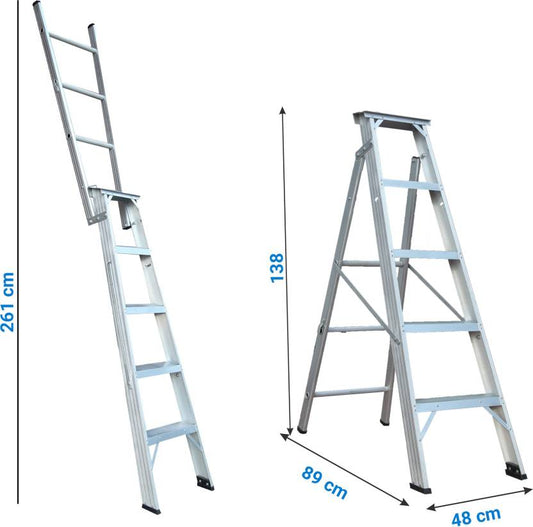 ZAMIL 5 Step Aluminum Heavy Duty Extendable Ladder DPL5 (1.52m-2.60m)