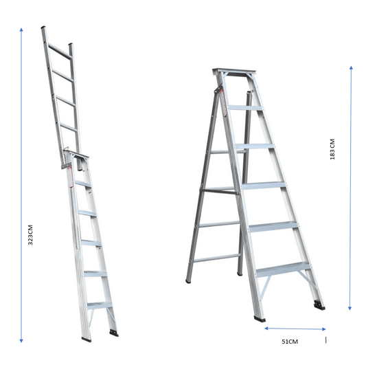 ZAMIL 6 Step Aluminum Heavy Duty Extendable Ladder DPL6 (1.83m-3.20m)