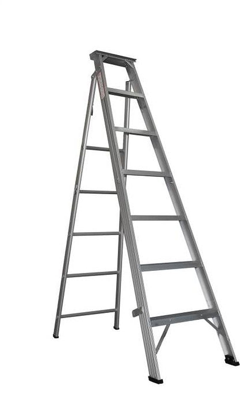 ZAMIL DPL/7 7 Step Heavy Duty Aluminum Extendable Ladder – Dual Purpose Foldable A-Type Step Ladder (2.13m–3.81m)