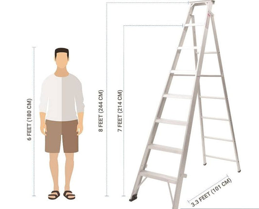 ZAMIL 8 Step Heavy Duty Extendable Ladder DPL8 (2.44m-4.42m)
